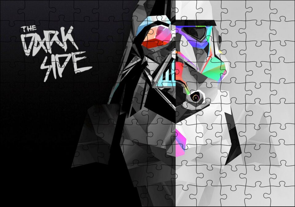 Stormtrooper ve Karanlık Yüzü Puzzle Yapboz MDF Ahşap 120 Parça 24 cm X 34 cm