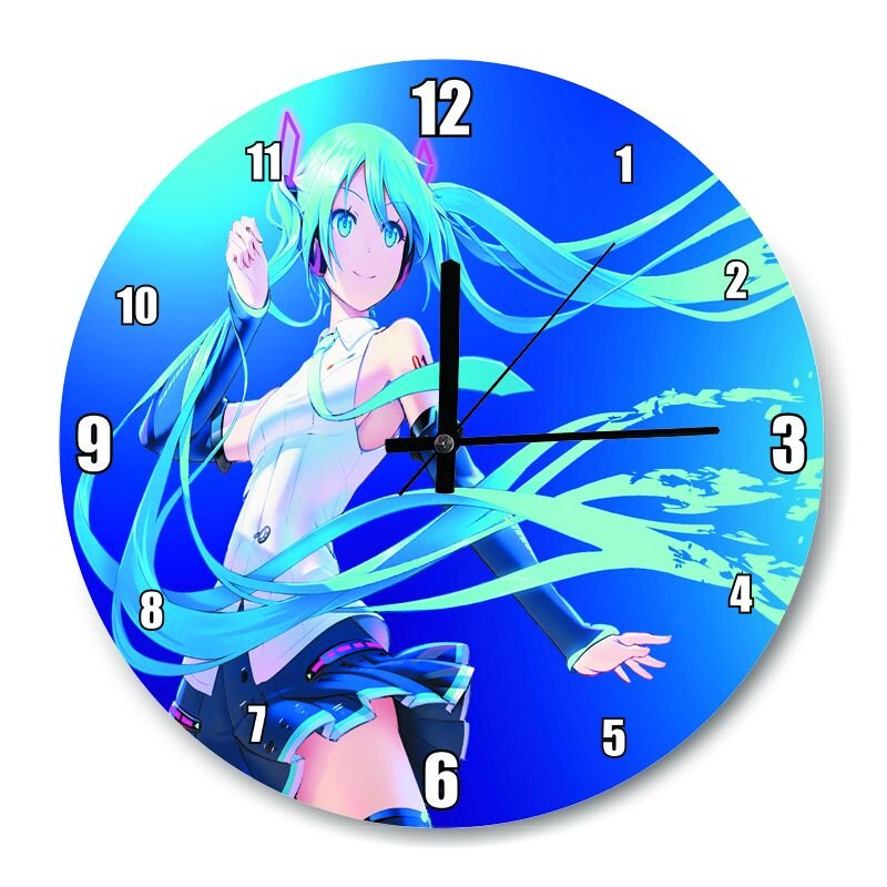 Anime Kız Uzun Saçlı  Mdf Ahşap Duvar Saati 30 cm Çap