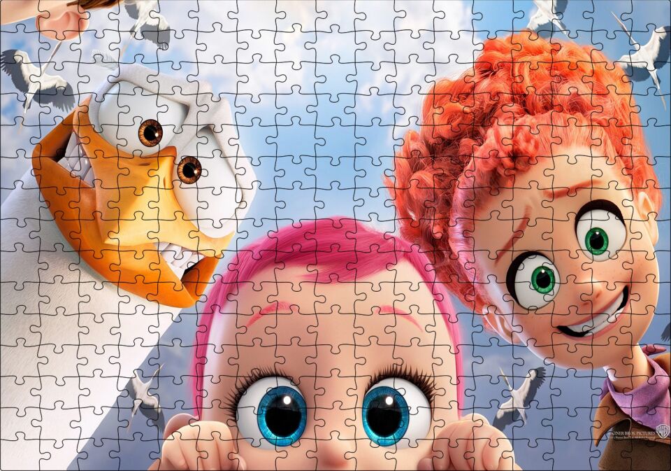 Leylek Animasyonundan Üç Karekter Görseli Puzzle Yapboz MDF Ahşap 255 Parça 34 cm X 49 cm