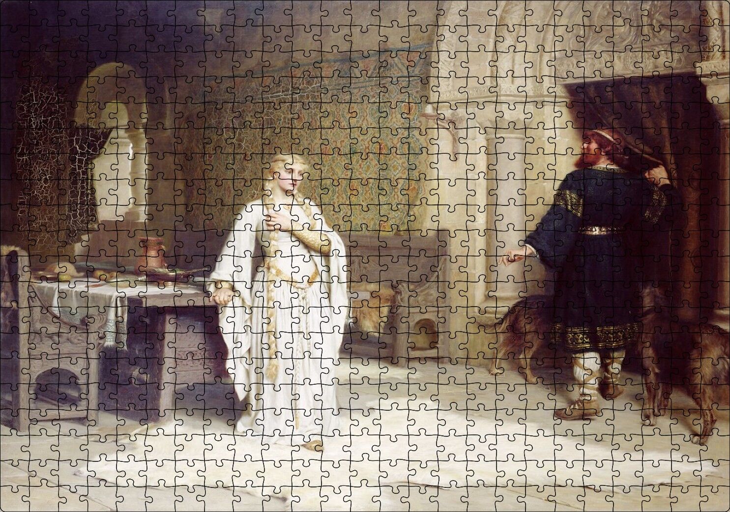 Beyaz Kıyafetli Lady Godiva Puzzle Yapboz MDF Ahşap 500 Parça 49 cm X 68 cm