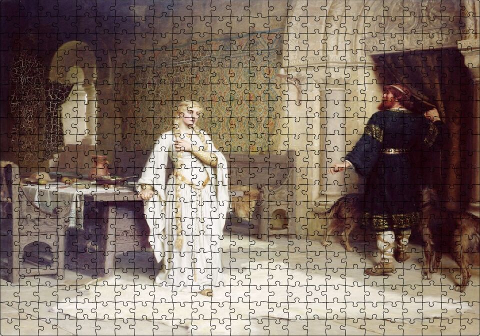 Beyaz Kıyafetli Lady Godiva Puzzle Yapboz MDF Ahşap 500 Parça 49 cm X 68 cm