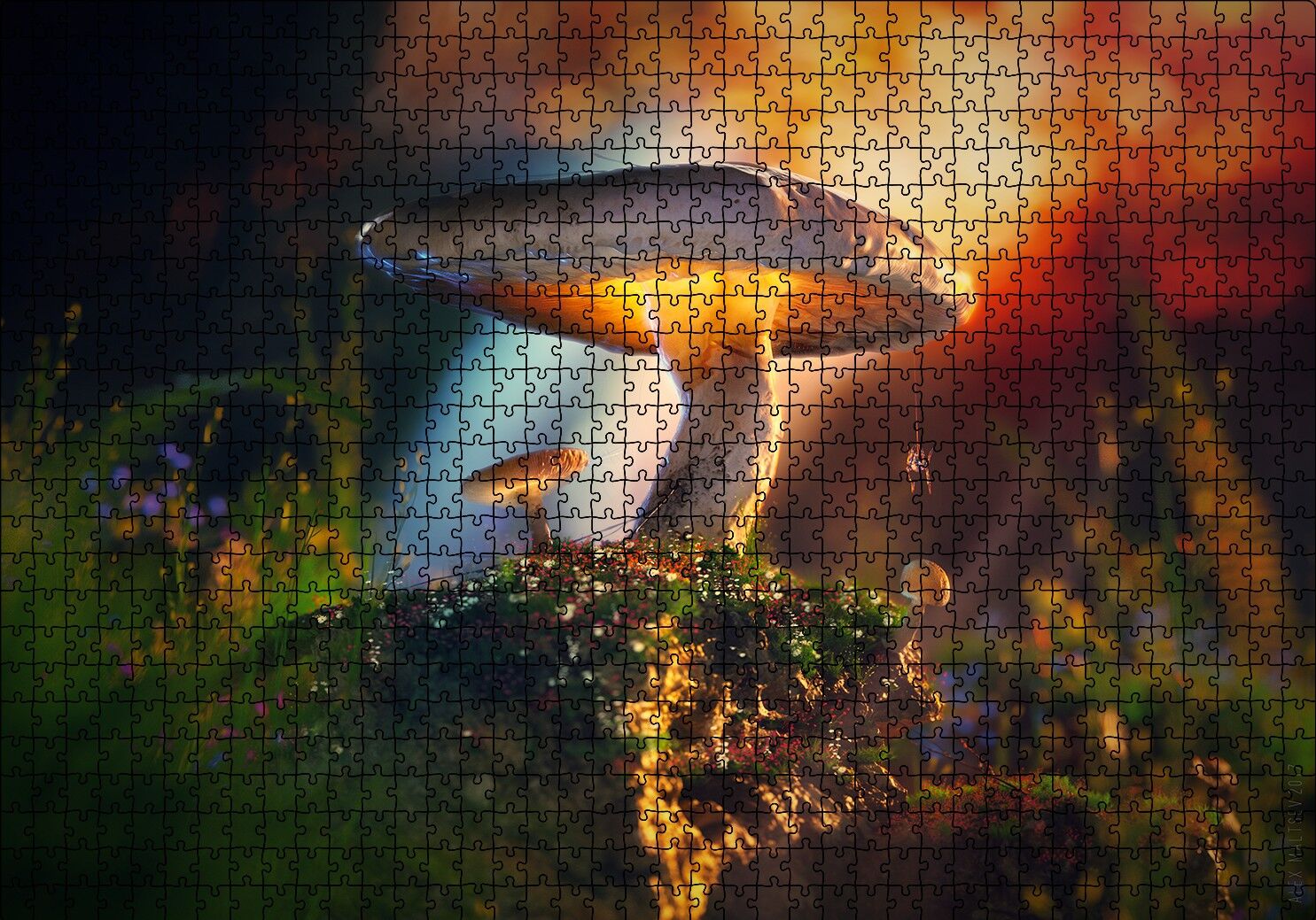 Mantar ve Örümcek Makro Puzzle Yapboz MDF Ahşap 1000 Parça 49 cm X 68 cm