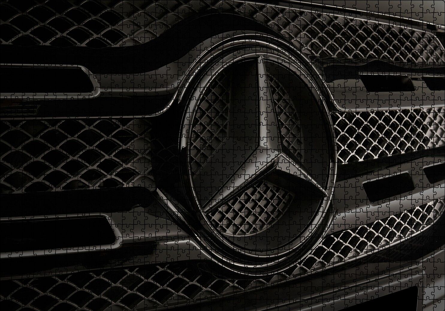 Mercedes Benz Logo Karanlık Mod Puzzle Yapboz MDF Ahşap 1000 Parça 49 cm X 68 cm