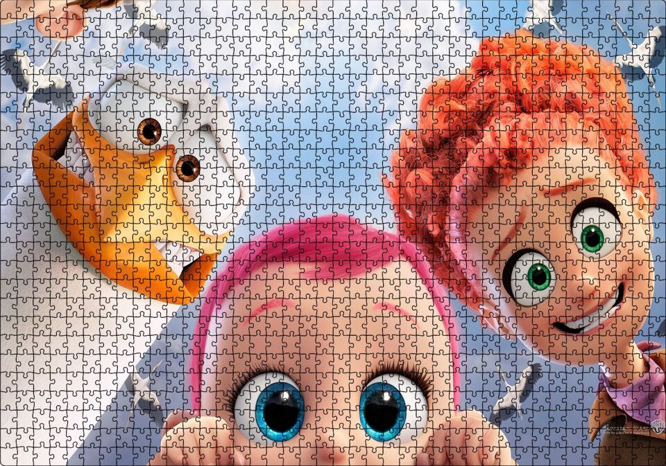 Leylek Animasyonundan Üç Karekter Görseli Puzzle Yapboz MDF Ahşap 1000 Parça 49 cm X 68 cm