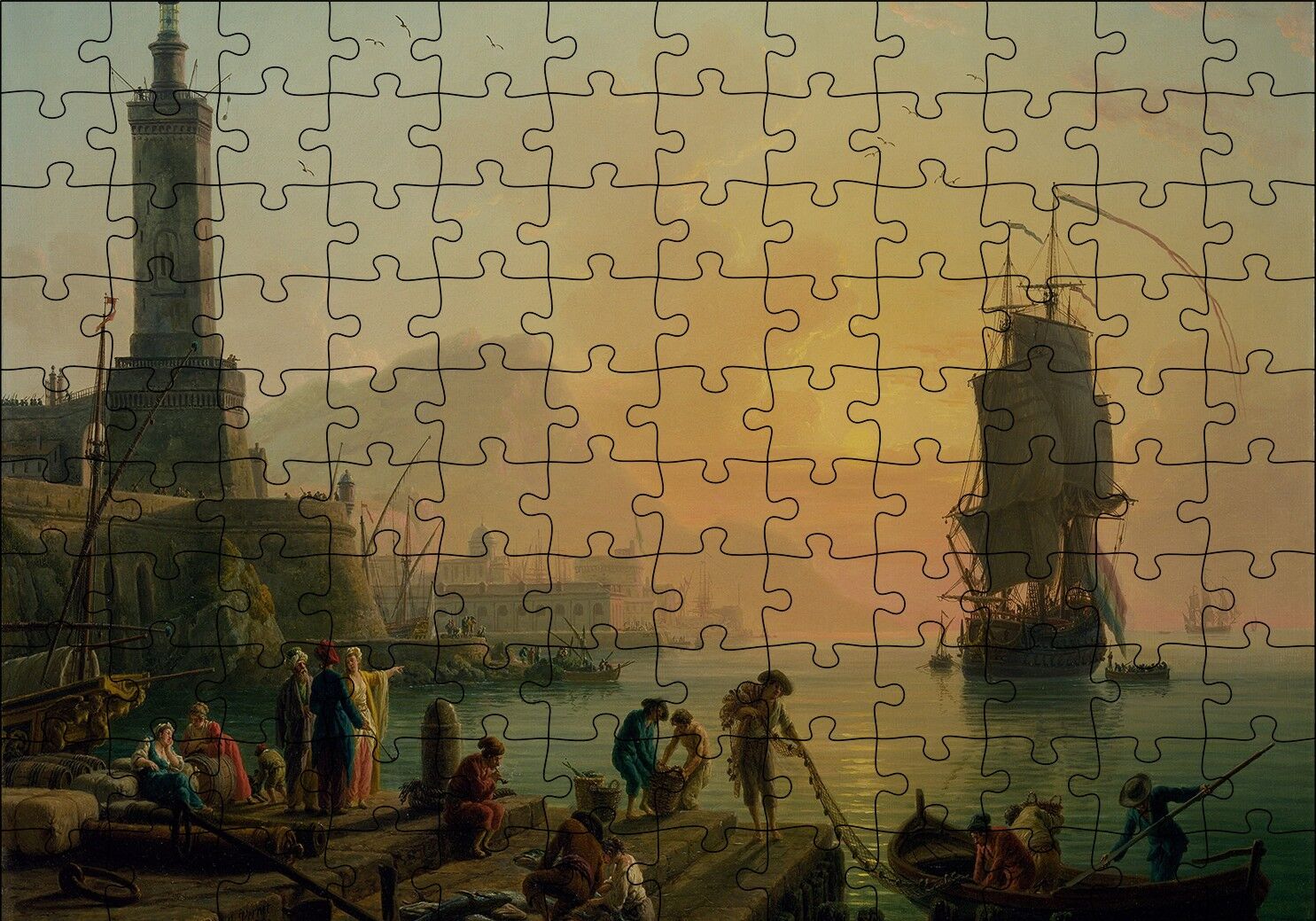 Akdeniz Limanında Huzur Yağlı Boya Puzzle Yapboz MDF Ahşap 120 Parça 24 cm X 34 cm