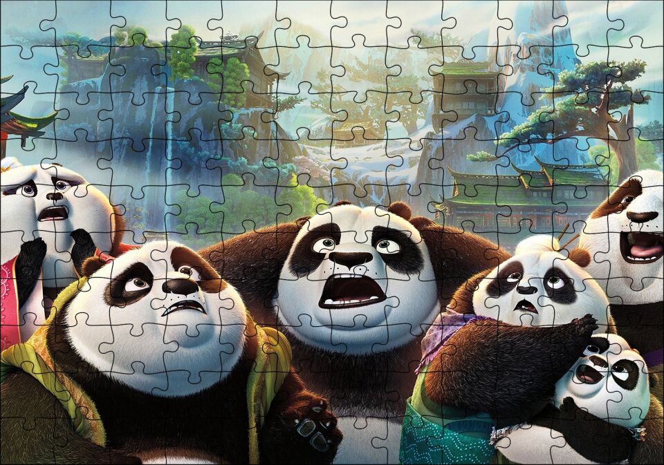 Kung Fu Panda 3 Panda Ailesi Puzzle Yapboz MDF Ahşap