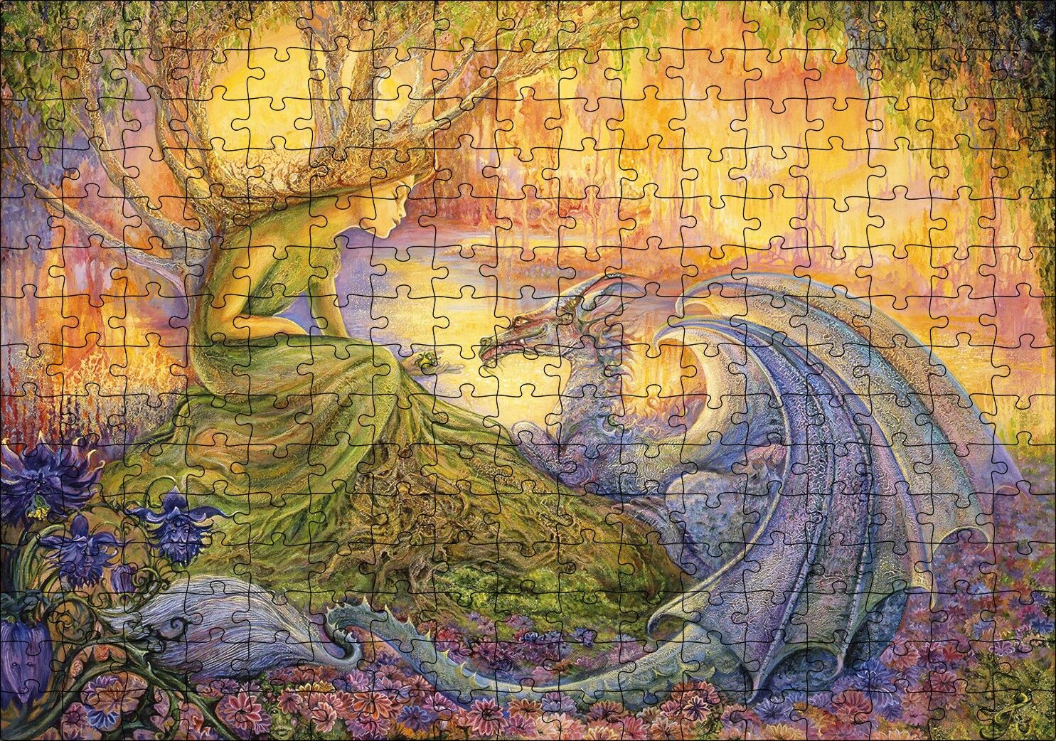 Ağaç Kız ve Ejderha Mistik Tablo Puzzle Yapboz MDF Ahşap 255 Parça 34 cm X 49 cm