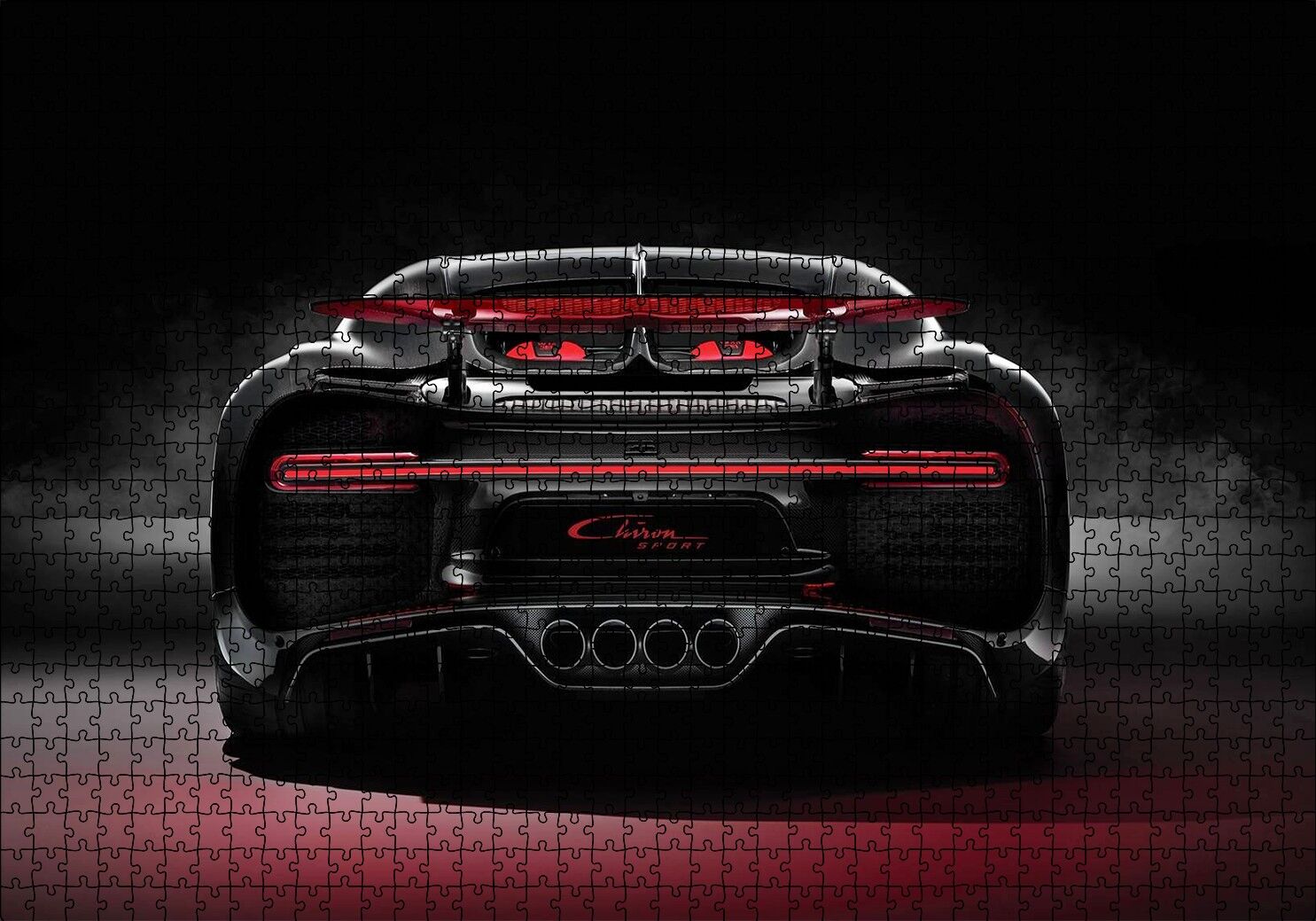 Bugatti Chiron Divo Arka Görünüş Puzzle Yapboz MDF Ahşap 1000 Parça 49 cm X 68 cm
