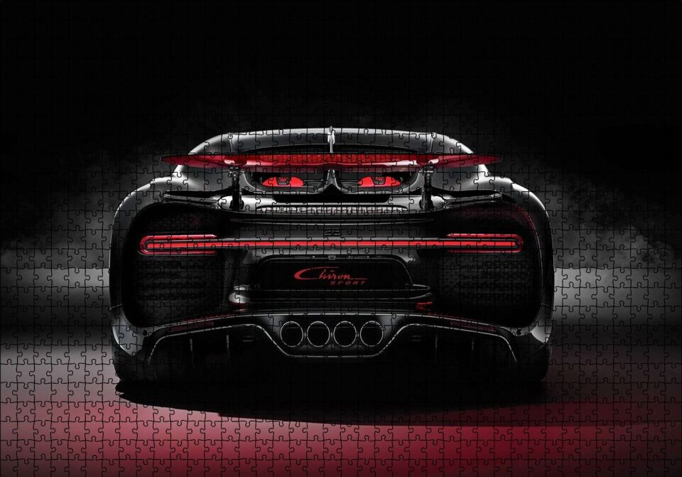 Bugatti Chiron Divo Arka Görünüş Puzzle Yapboz MDF Ahşap 1000 Parça 49 cm X 68 cm