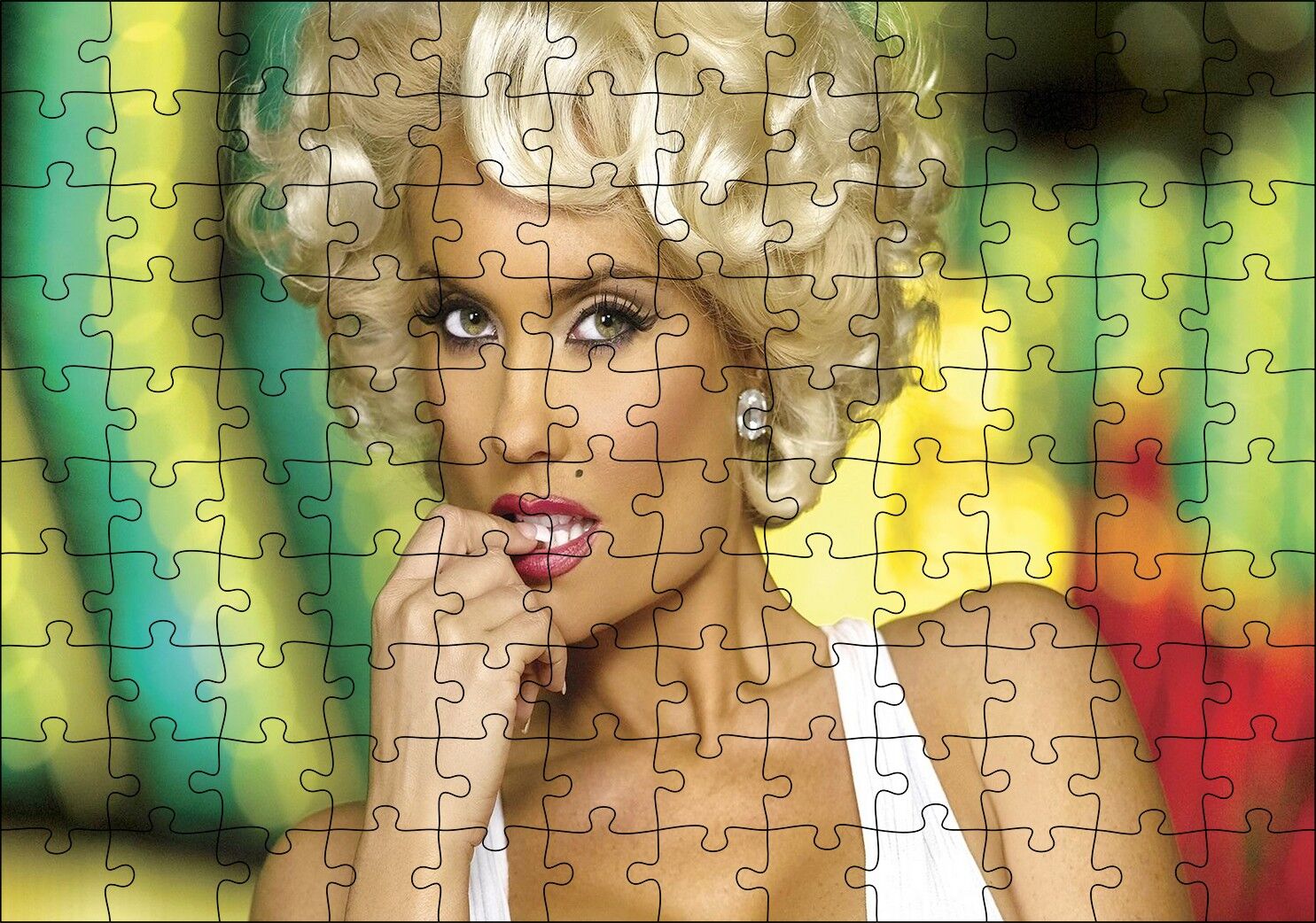 Marilyn Monroe Düşünceli Puzzle Yapboz MDF Ahşap
