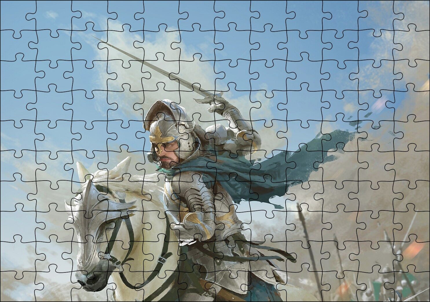 Savaş Şovalye At Görseli Puzzle Yapboz MDF Ahşap 120 Parça 24 cm X 34 cm