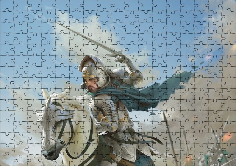 Savaş Şovalye At Görseli Puzzle Yapboz MDF Ahşap 255 Parça 34 cm X 49 cm