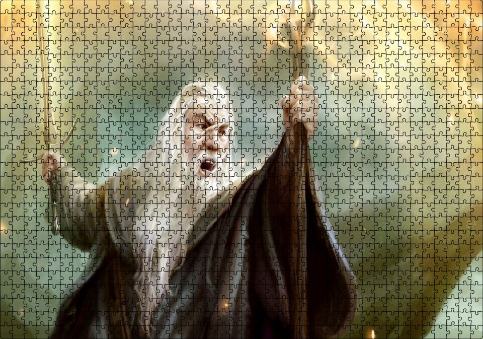 Ak Sakallı Gandalf Kılıcı ve Asası Puzzle Yapboz MDF Ahşap 1000 Parça 49 cm X 68 cm