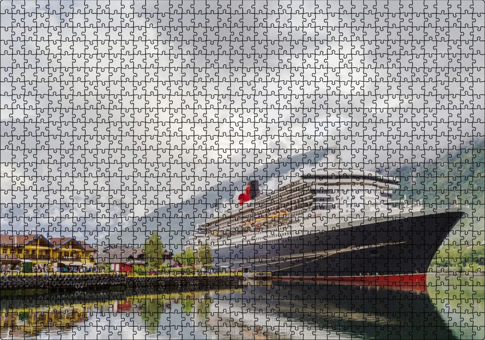 Adriyatik Denizinde Cruise Gemisi ve Bulutlar Puzzle Yapboz MDF Ahşap 1000 Parça 49 cm X 68 cm