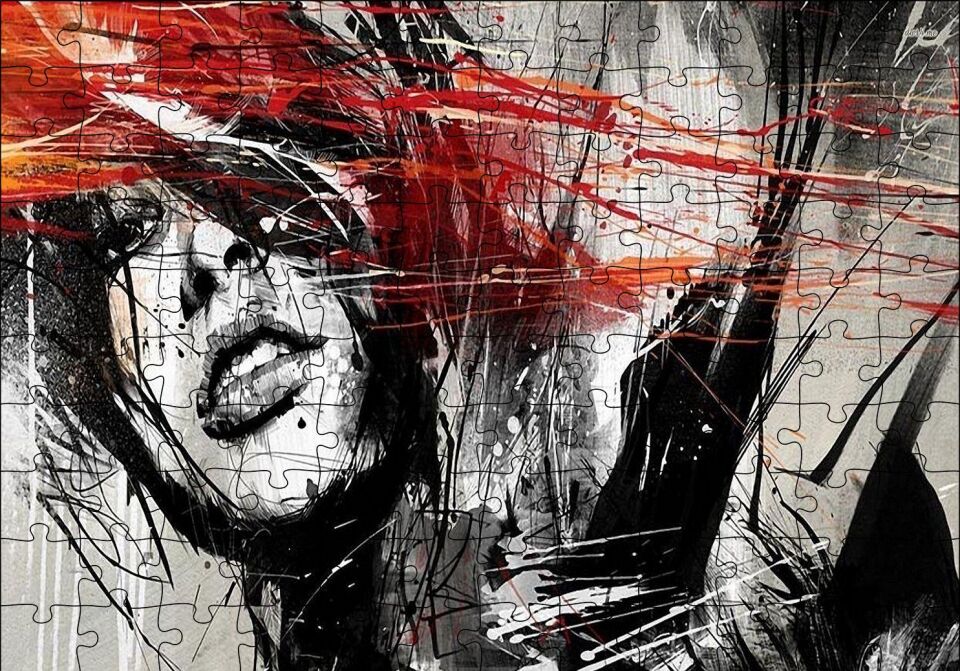 Kadın Çizim Görseli Puzzle Yapboz MDF Ahşap