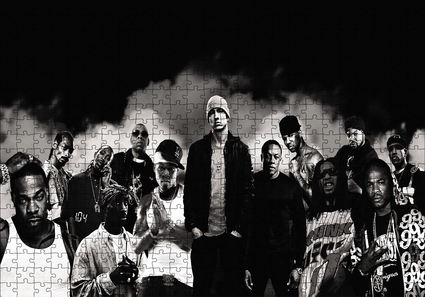 Amerikalı Rap Şarkıcıları Monochrome Puzzle Yapboz MDF Ahşap 500 Parça 49 cm X 68 cm