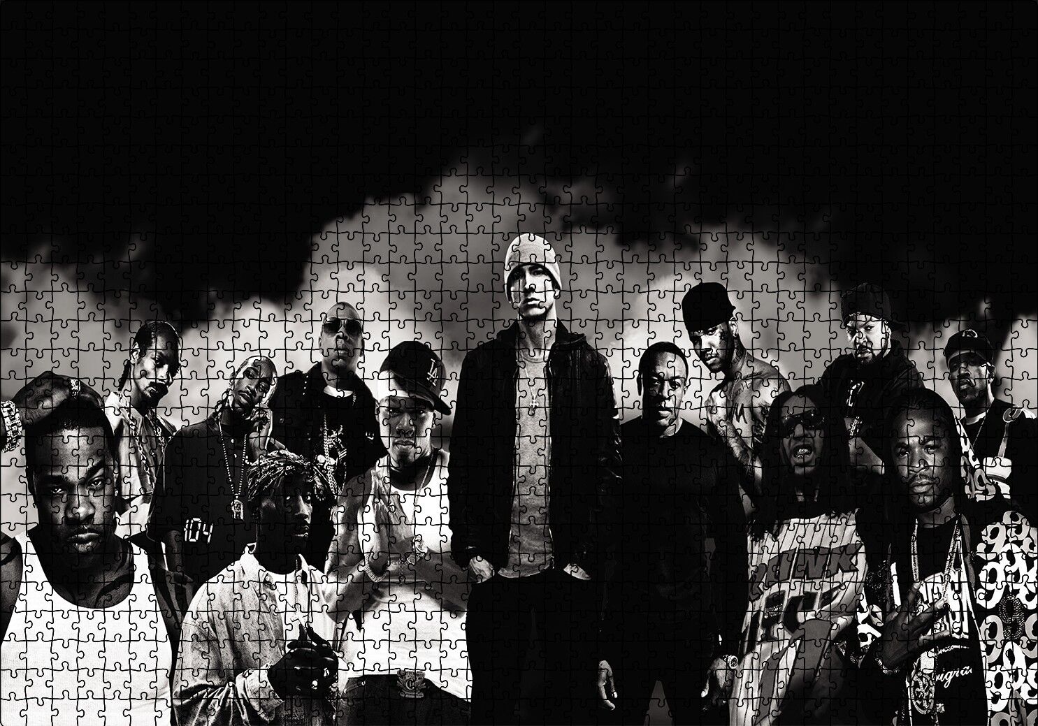 Amerikalı Rap Şarkıcıları Monochrome Puzzle Yapboz MDF Ahşap 1000 Parça 49 cm X 68 cm