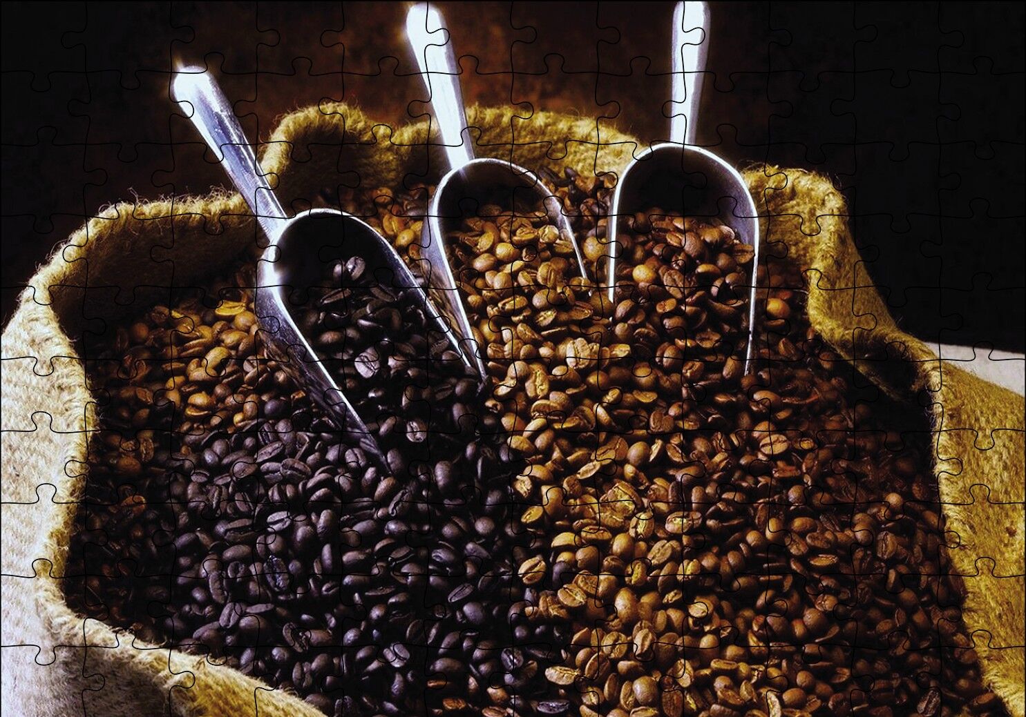 Çuvalda Kahve Çeşitler Puzzle Yapboz MDF Ahşap