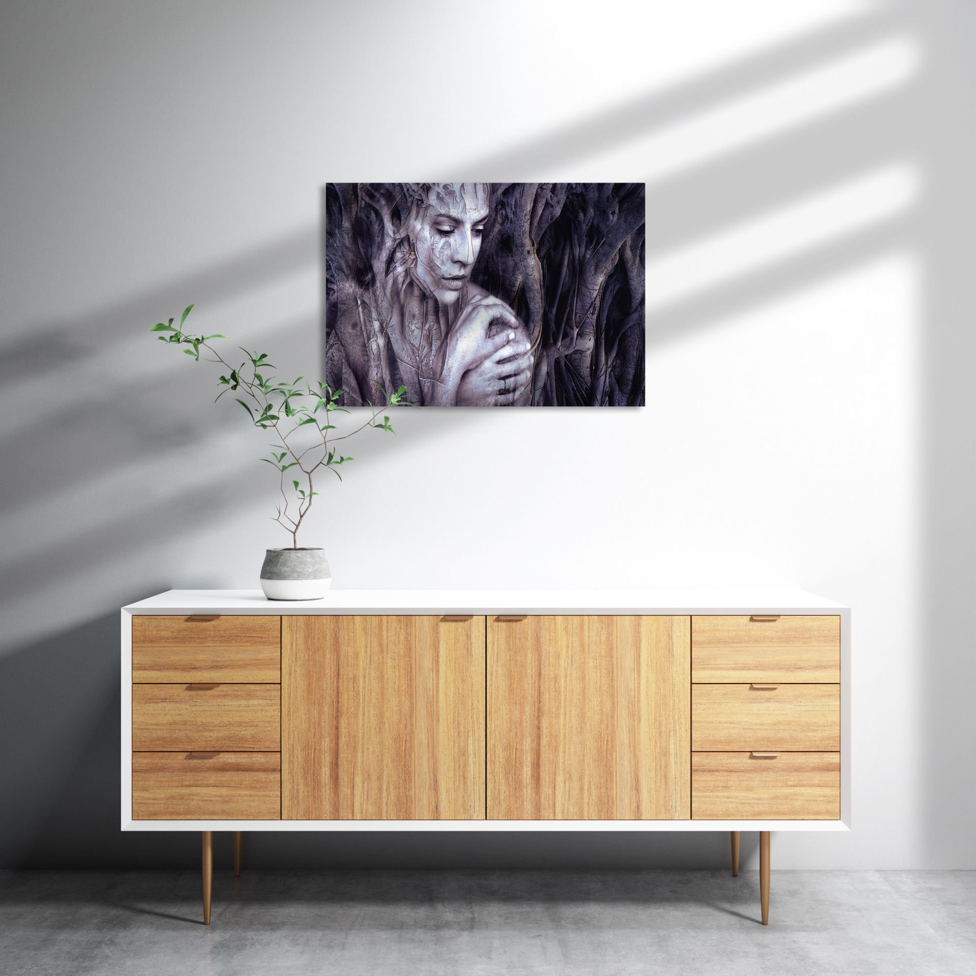 Ağaç Kökünden Kadın Figürü MDF Akşap Duvar Tablo 25x35 cm