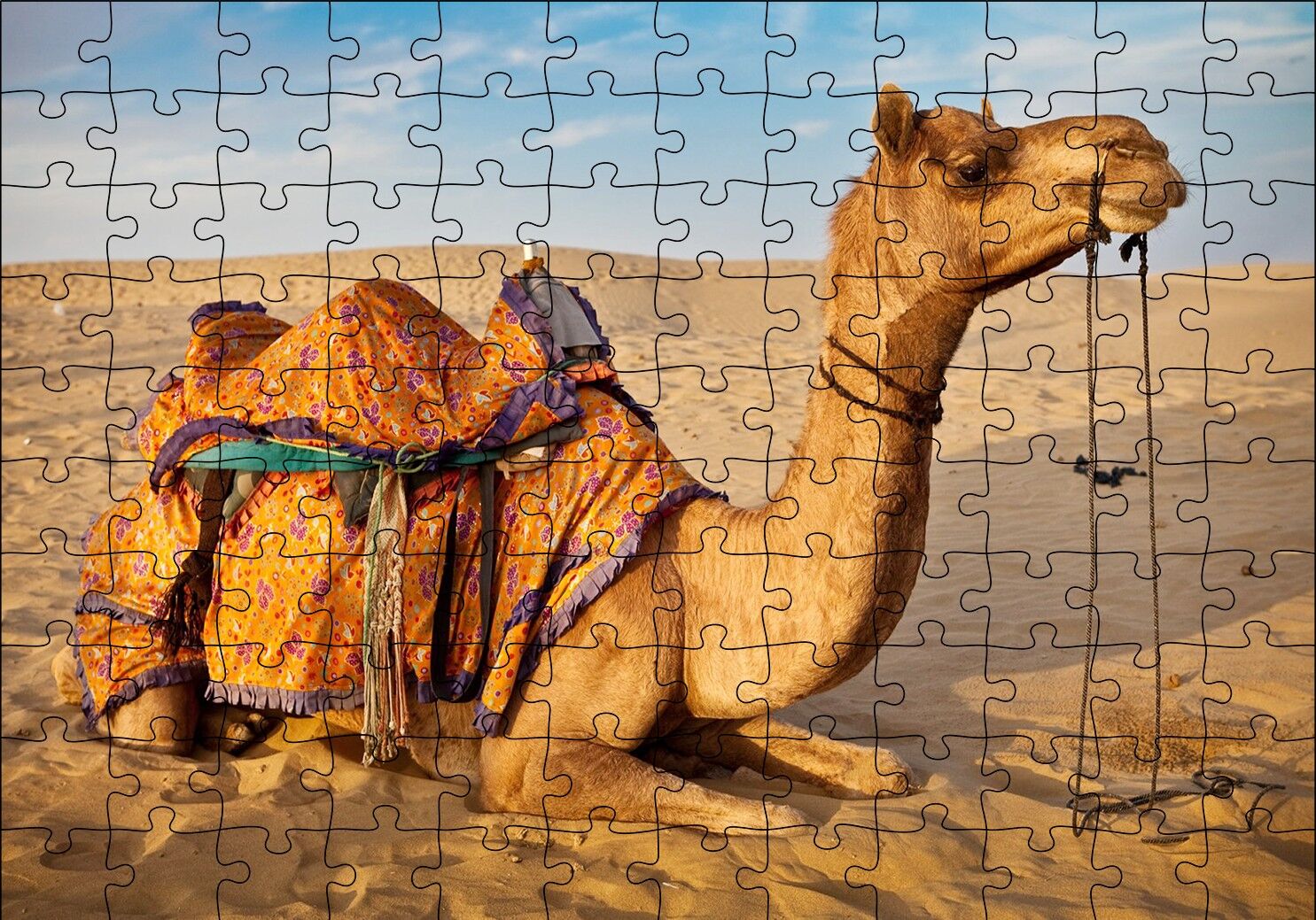 Çöl Kumlarına Çökmüş Deve Puzzle Yapboz MDF Ahşap 120 Parça 24 cm X 34 cm