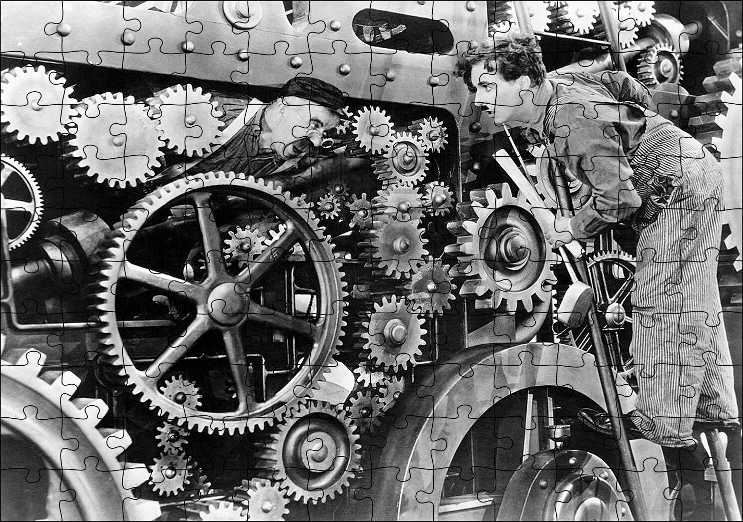 Modern Zamanlarda Charlie Chaplin2 Puzzle Yapboz MDF Ahşap 120 Parça 24 cm X 34 cm