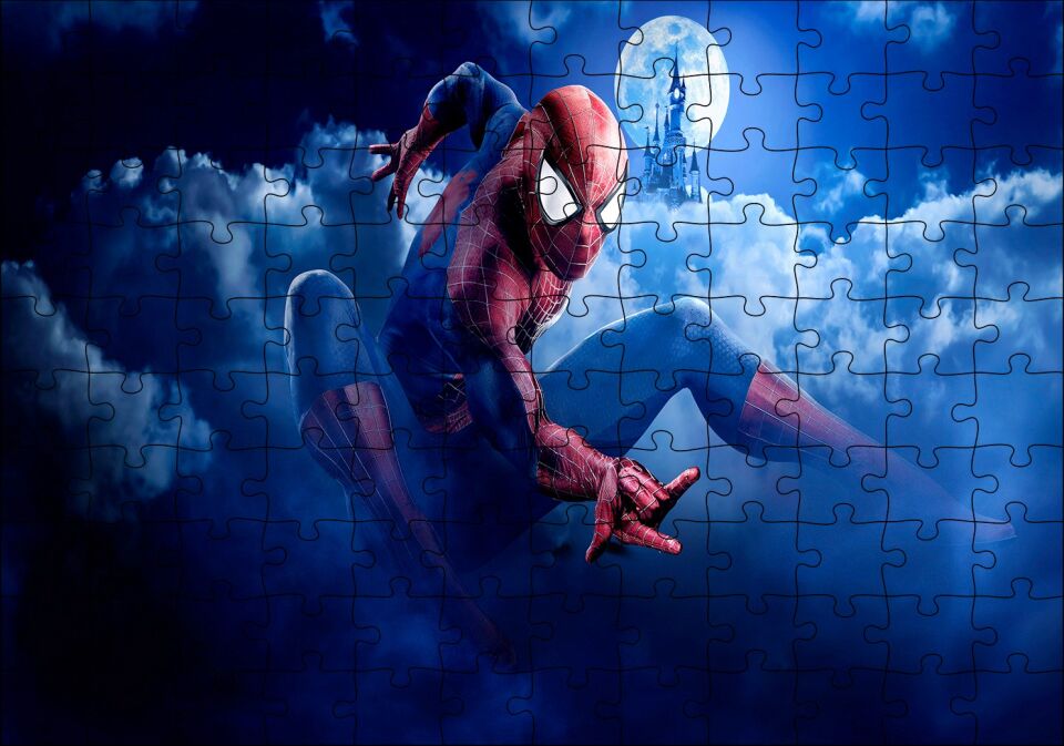 Marvel Karakteri Örümcek Adam Görseli Puzzle Yapboz MDF Ahşap 120 Parça 24 cm X 34 cm