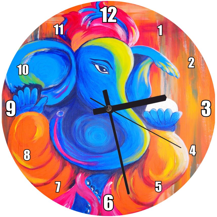 Mutlu Ganesh Chaturthi 2010  Mdf Ahşap Duvar Saati 30 cm Çap