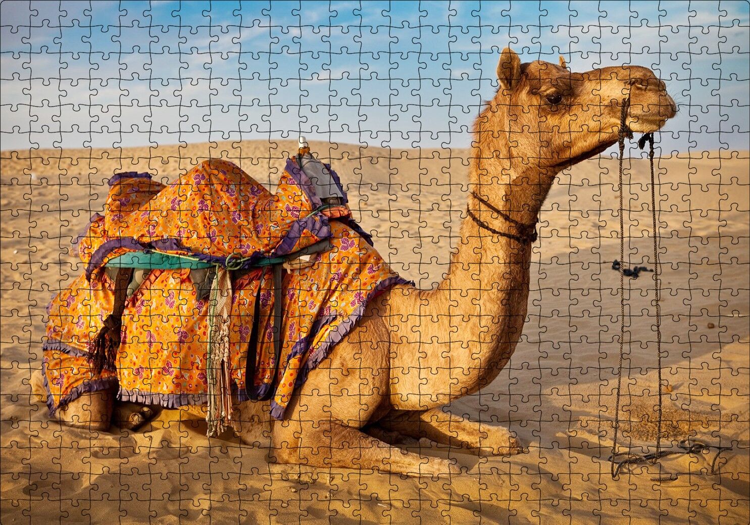 Çöl Kumlarına Çökmüş Deve Puzzle Yapboz MDF Ahşap 500 Parça 49 cm X 68 cm
