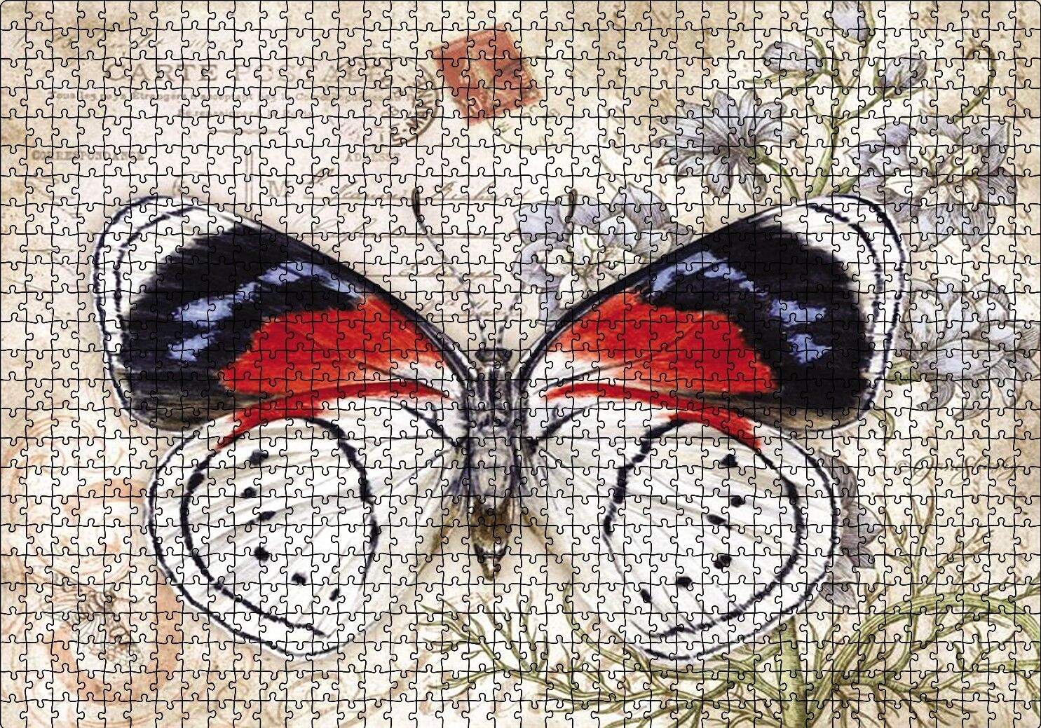Mektup Zeminde Kelebek Puzzle Yapboz MDF Ahşap 1000 Parça 49 cm X 68 cm
