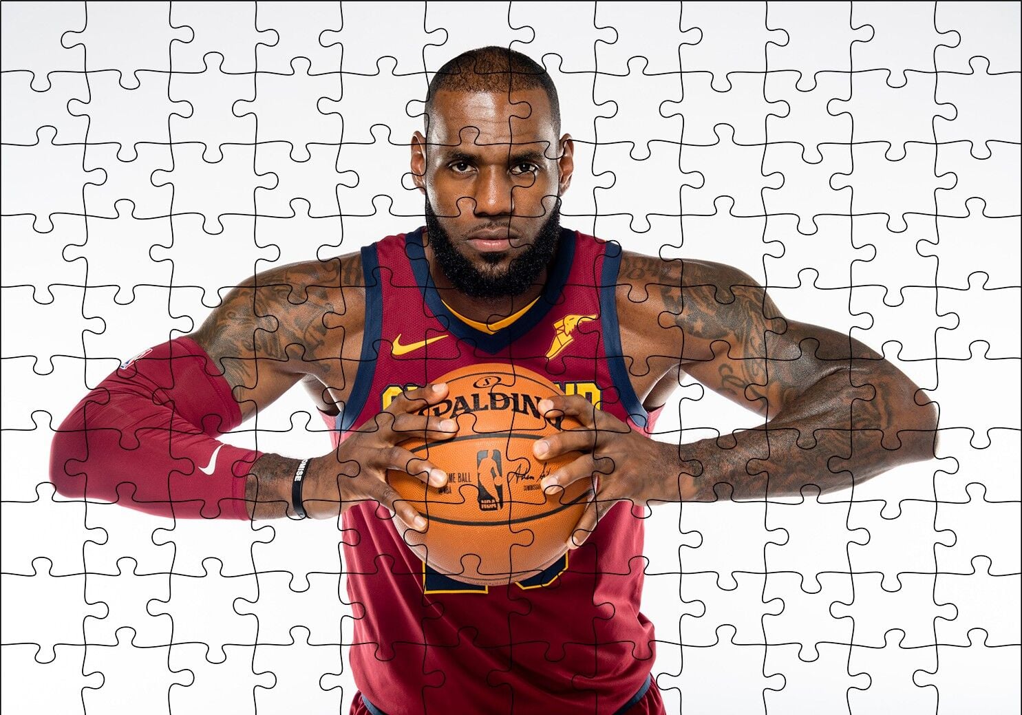 NBA Lebron James Cleveland Cavaliers Bordo Forma Puzzle Yapboz MDF Ahşap 120 Parça 24 cm X 34 cm
