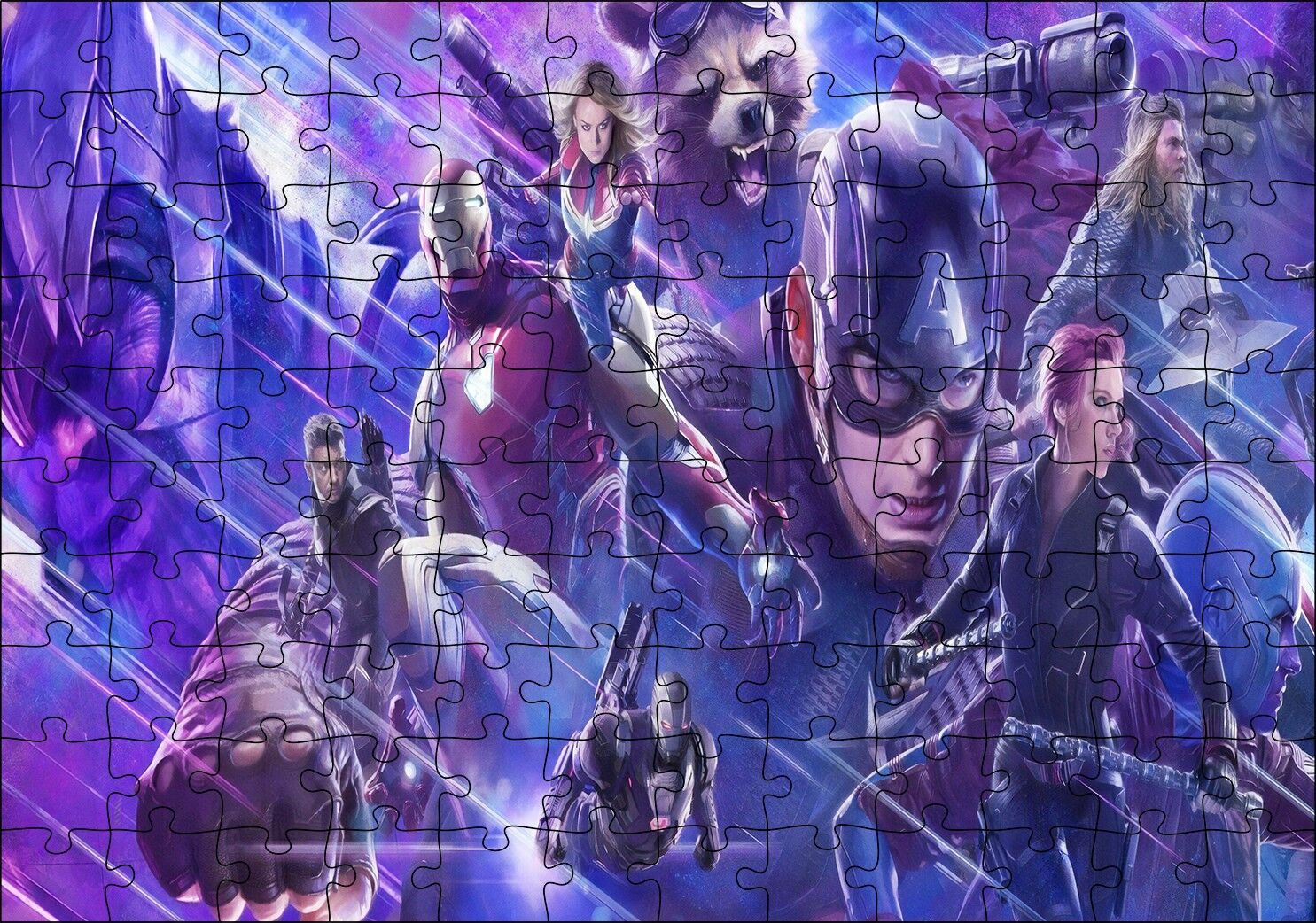 Yenilmezler Tüm Kahramanlar Mavi Işıklar Puzzle Yapboz MDF Ahşap