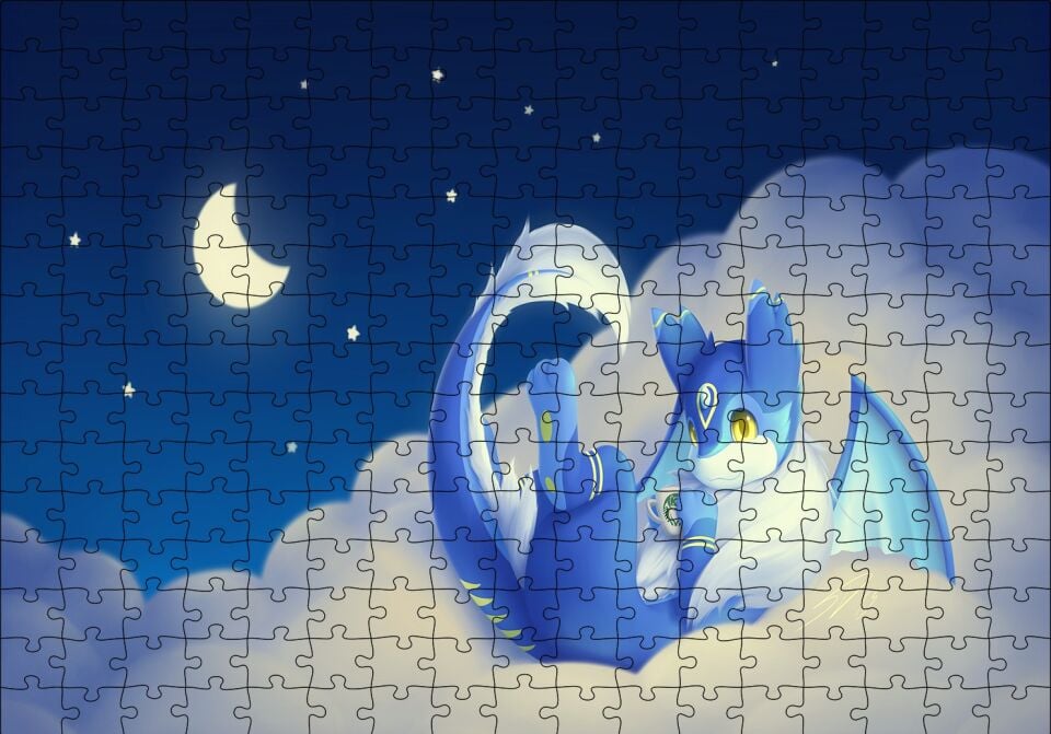 Mika Sevimli Ejderha Bulutlarda Puzzle Yapboz MDF Ahşap 255 Parça 34 cm X 49 cm