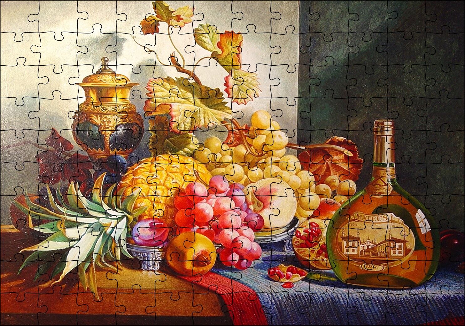 Viski ve Taze Meyveler Puzzle Yapboz MDF Ahşap