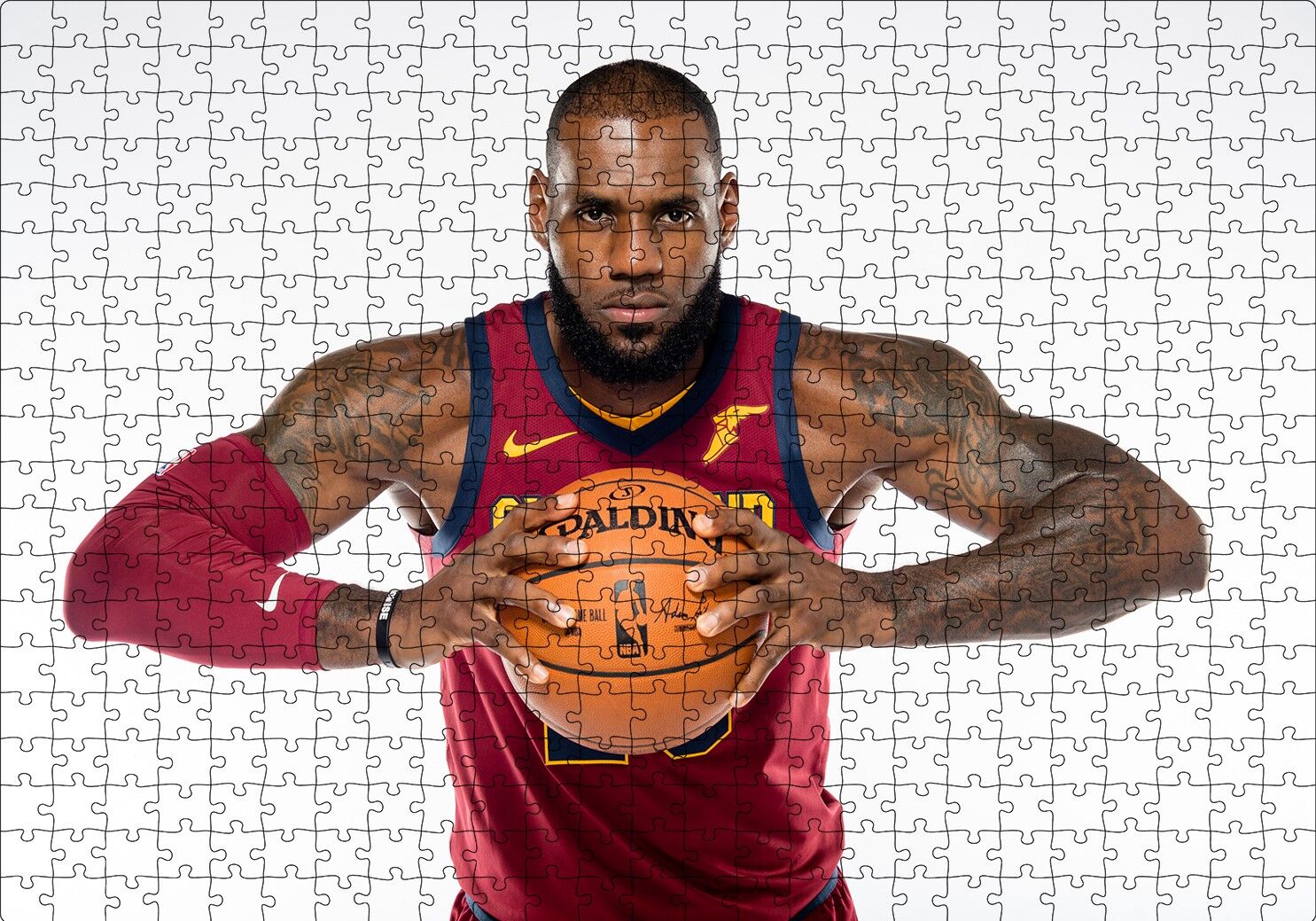 NBA Lebron James Cleveland Cavaliers Bordo Forma Puzzle Yapboz MDF Ahşap 500 Parça 49 cm X 68 cm