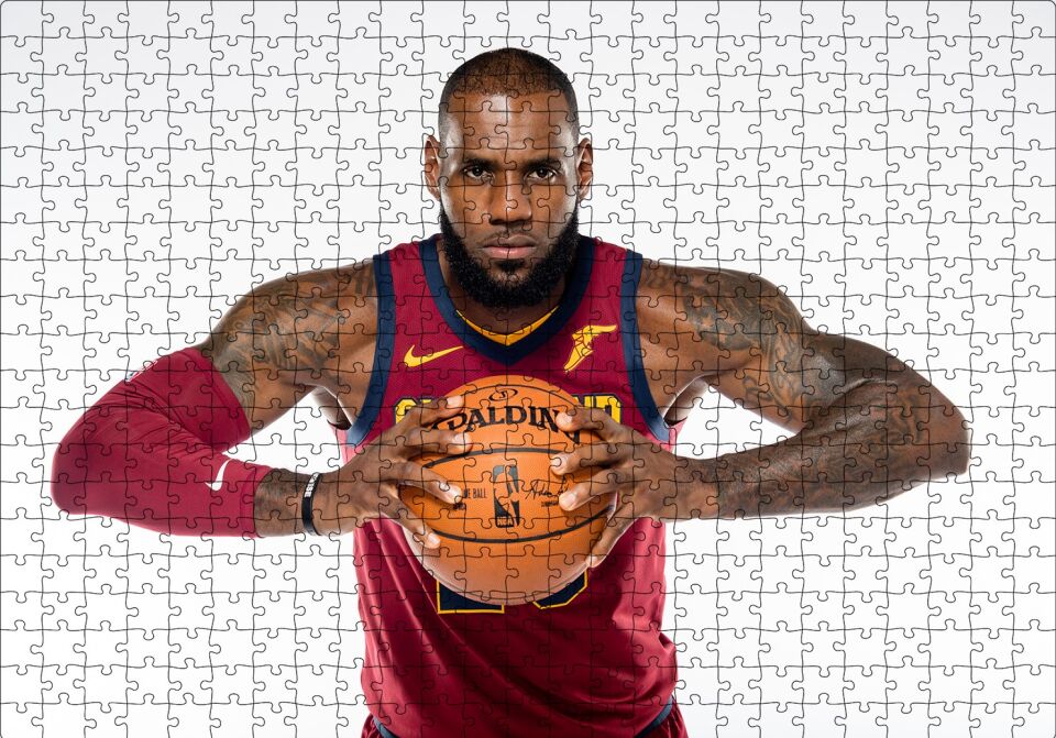 NBA Lebron James Cleveland Cavaliers Bordo Forma Puzzle Yapboz MDF Ahşap 500 Parça 49 cm X 68 cm
