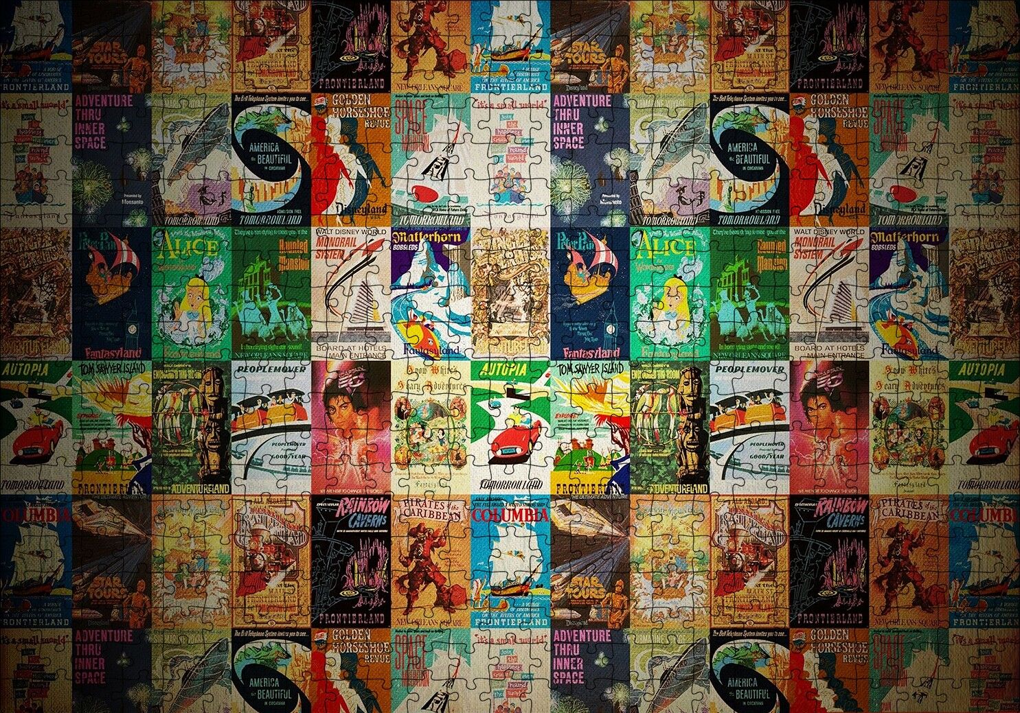 Film Afişlerinden Oluşan Kompozisyon Puzzle Yapboz MDF Ahşap 500 Parça 49 cm X 68 cm