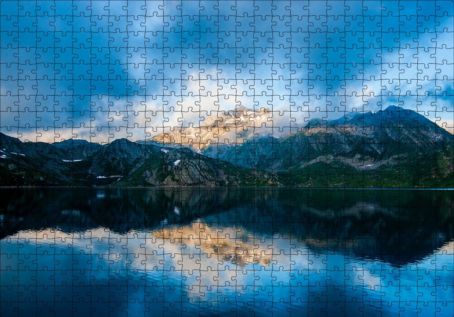 Karlı Dağlar ve Berrak Göl Puzzle Yapboz MDF Ahşap 500 Parça 49 cm X 68 cm