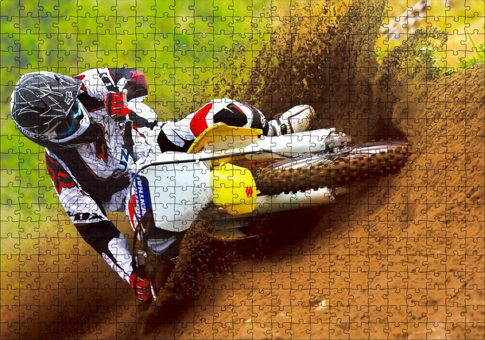 Motokros Spor Yarışı Anları Puzzle Yapboz MDF Ahşap 500 Parça 49 cm X 68 cm