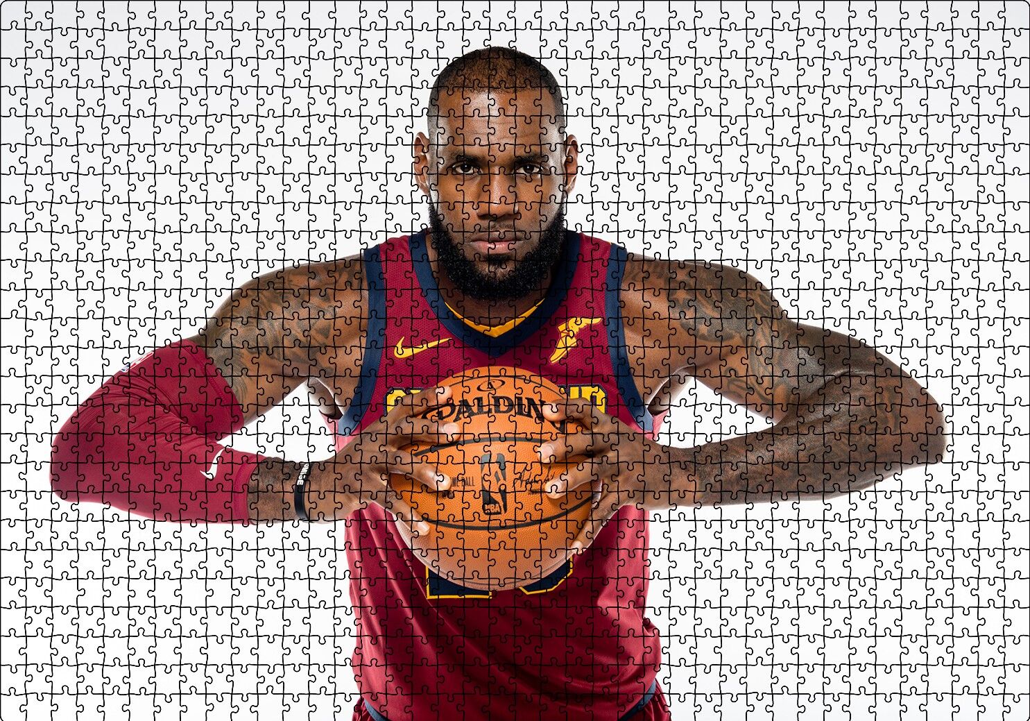 NBA Lebron James Cleveland Cavaliers Bordo Forma Puzzle Yapboz MDF Ahşap 1000 Parça 49 cm X 68 cm