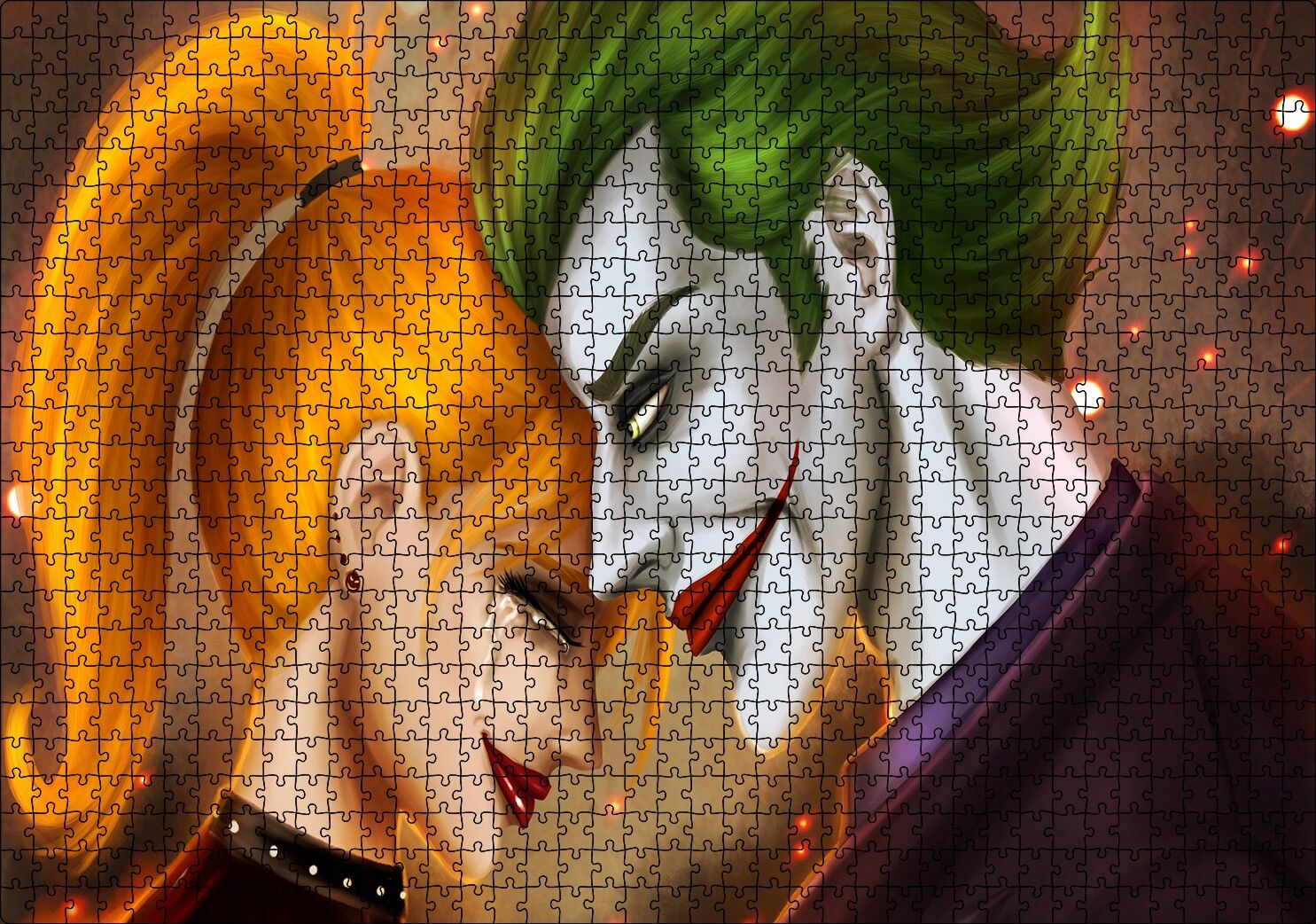 Joker And Harley Quinn Görseli Puzzle Yapboz MDF Ahşap 1000 Parça 49 cm X 68 cm