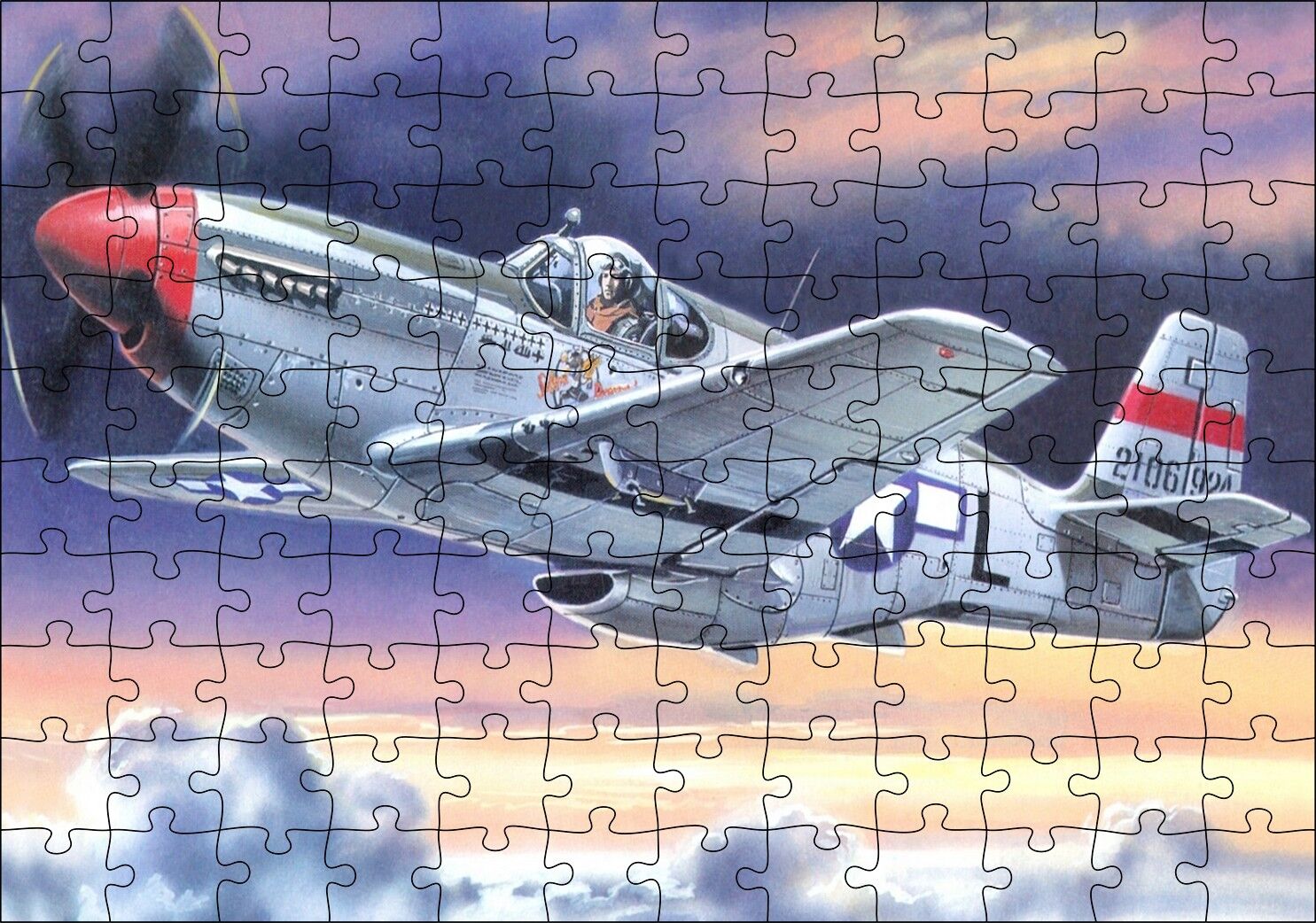 ikinci Dünya Savaşı Saldırı Uçağı ve Bulutlu Gökler Puzzle Yapboz MDF Ahşap