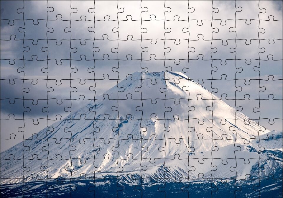 Karlı Görkemli Zirve Puzzle Yapboz MDF Ahşap 120 Parça 24 cm X 34 cm