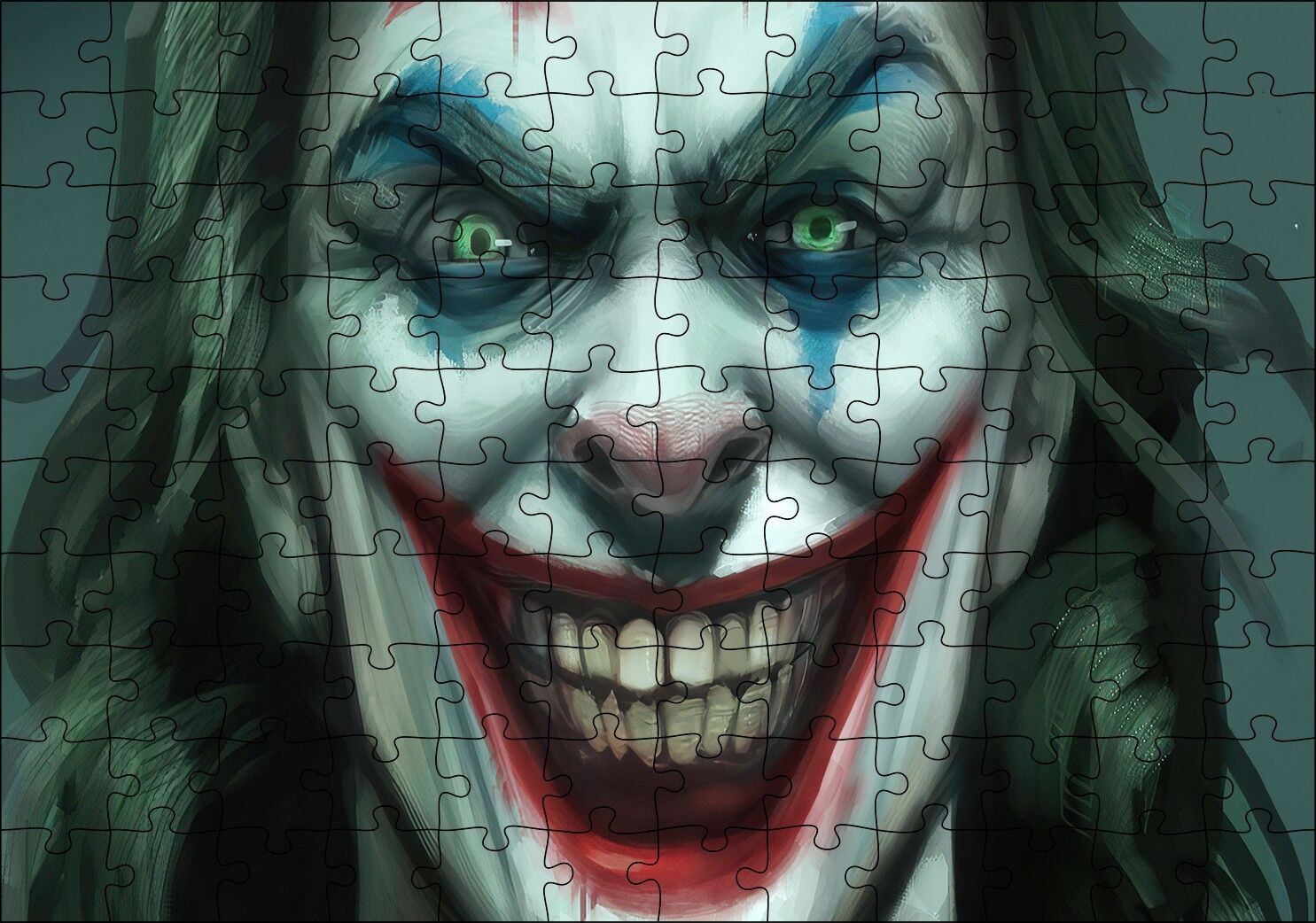 Joker Gülümsemesi Yağlı Boya Resmi Puzzle Yapboz MDF Ahşap 120 Parça 24 cm X 34 cm