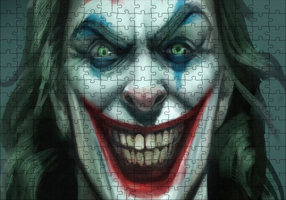 Joker Gülümsemesi Yağlı Boya Resmi Puzzle Yapboz MDF Ahşap 255 Parça 34 cm X 49 cm