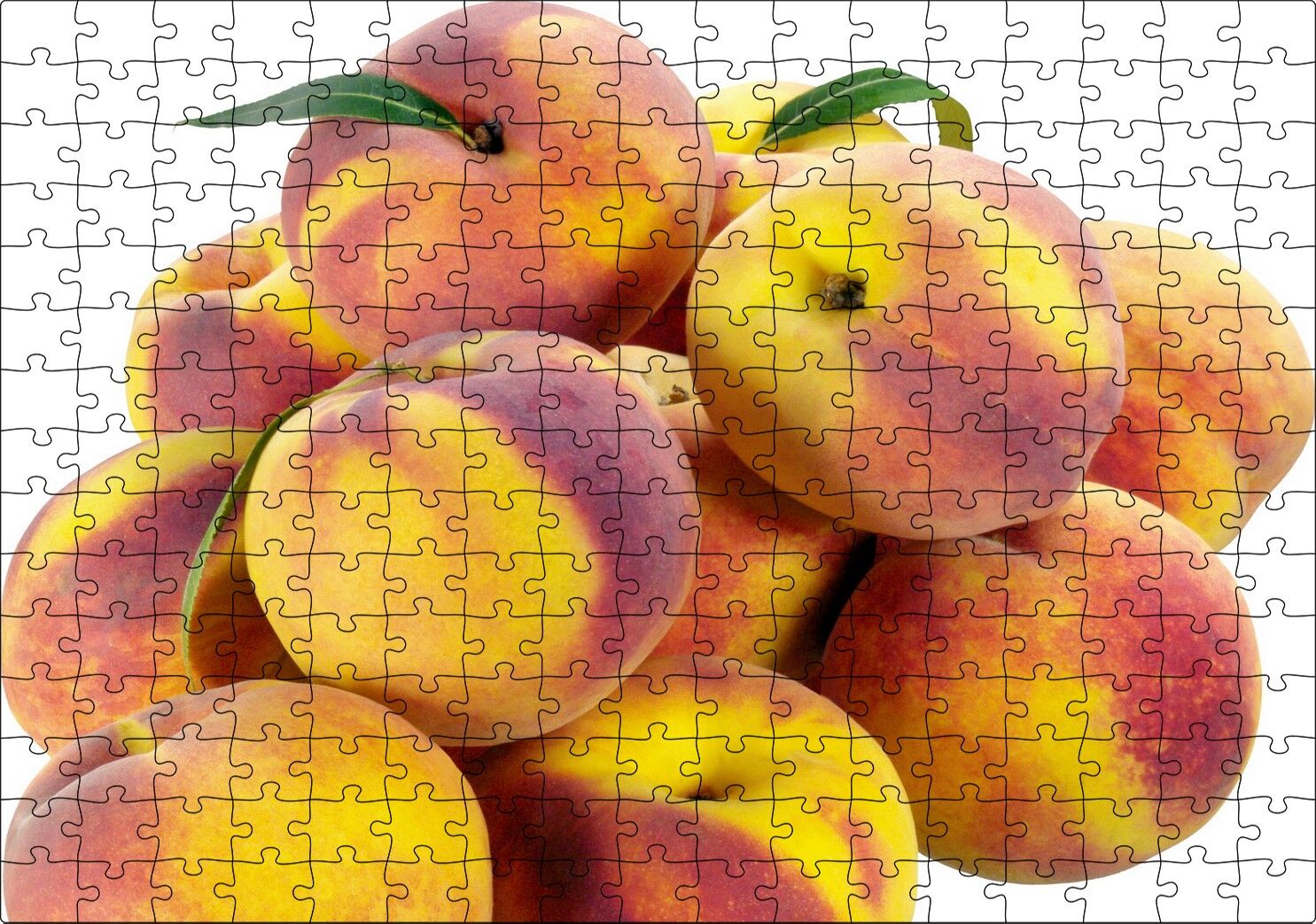 Taze Şeftaliler Beyaz Zemin Puzzle Yapboz MDF Ahşap 255 Parça 34 cm X 49 cm