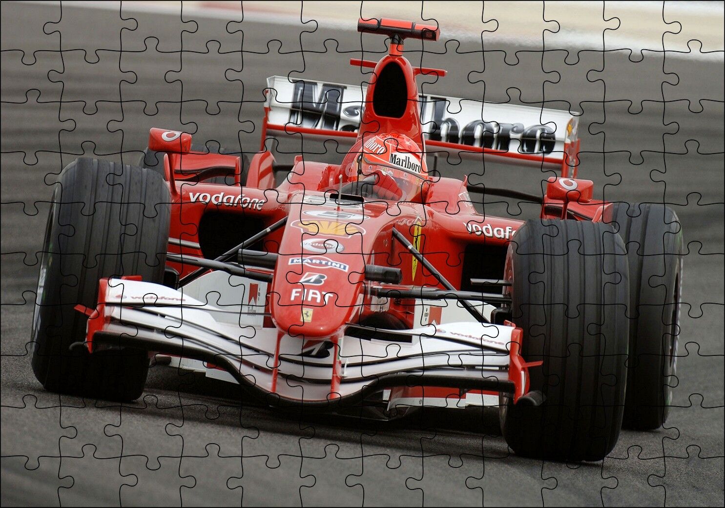 Kırmızı Ferrari F1 Formula Yarışı Puzzle Yapboz MDF Ahşap