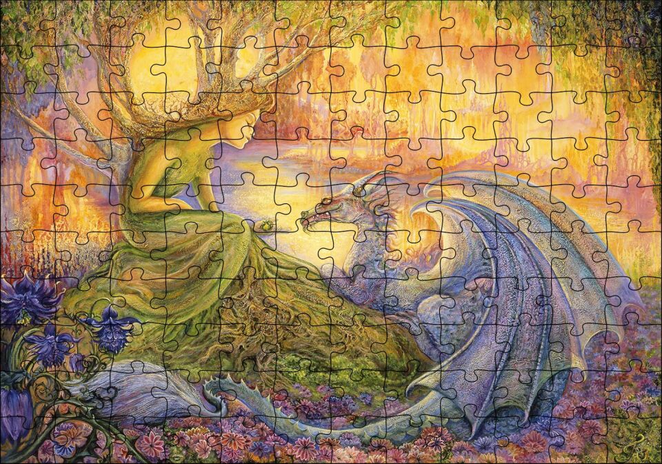 Ağaç Kız ve Ejderha Mistik Tablo Puzzle Yapboz MDF Ahşap