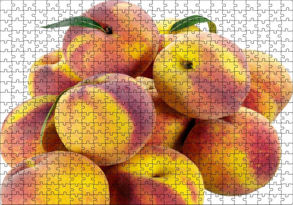 Taze Şeftaliler Beyaz Zemin Puzzle Yapboz MDF Ahşap 500 Parça 49 cm X 68 cm