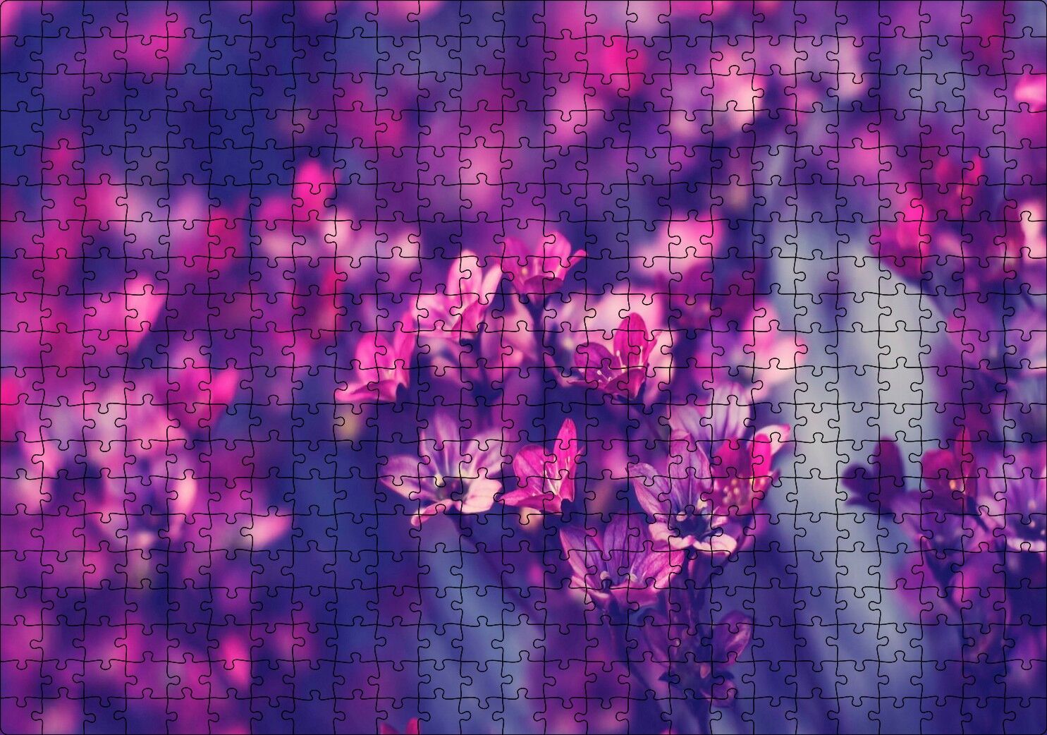Kırmızı Ve Mor Çiçekler Görseli Puzzle Yapboz MDF Ahşap 500 Parça 49 cm X 68 cm