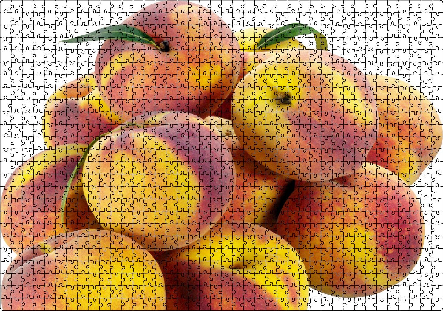 Taze Şeftaliler Beyaz Zemin Puzzle Yapboz MDF Ahşap 1000 Parça 49 cm X 68 cm